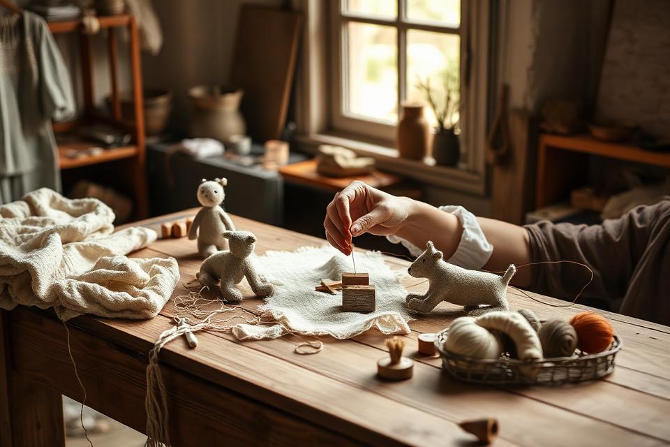 Ruční výroba lněných hraček